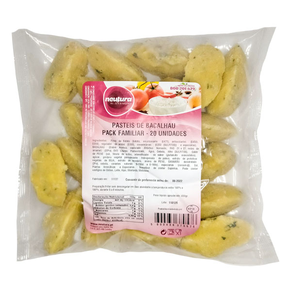 Pastel Bacalhau Congelado Neutura saco 20un.