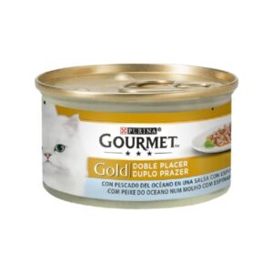 Comida Humida Gato Gourmet Gold Duplo Prazer Peixe e Espinafres Purina Gourmet 85g