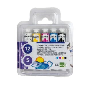 Tinta Guache Escolar 5 Cores Liderpapel 12ml
