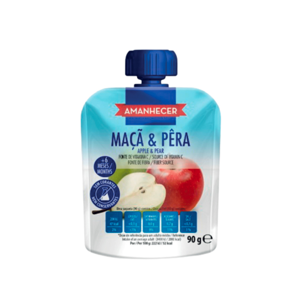 Bolsa de Fruta Maçã e Pêra 90g Amanhecer Bolsa de Fruta Maçã e Pêra 90g Amanhecer