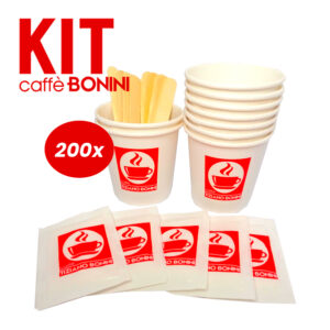 Kit Café Cx200 Copos + Açucar + Paletinas Bonini