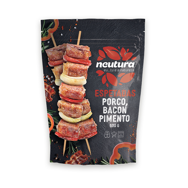 Espetadas Porco/Bacon/Pimento/Cebola Saco 600g Neutura