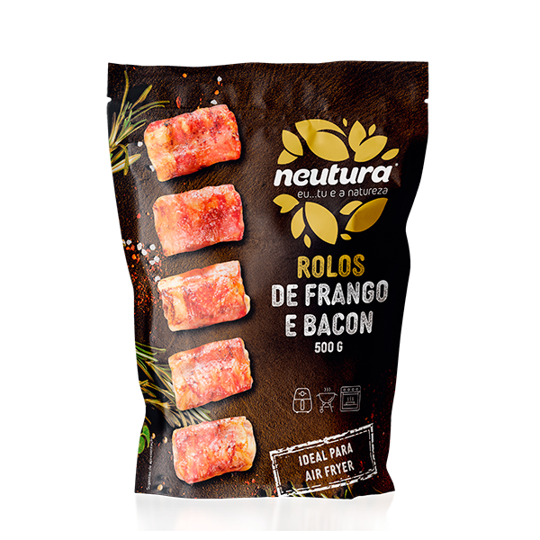 Rolos de Frango e Bacon Saco 500g Neutura