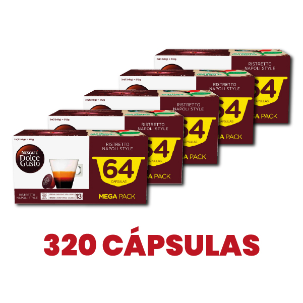 Café Ristreto Napoli Style Mega Pack 5 x 64 Cápsulas Dolce Gusto Cafe-Ristreto-Napoli-Style-Mega-Pack-5-x-64-Capsulas-Dolce-Gusto